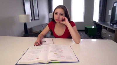 Helping her nerdy stepsister to relax before the final exam